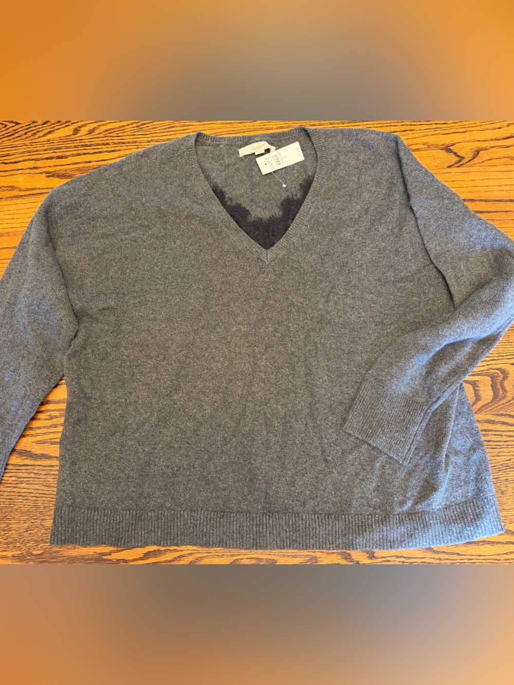 LOFT Women’s Charcoal Gray V-Neck Sweater